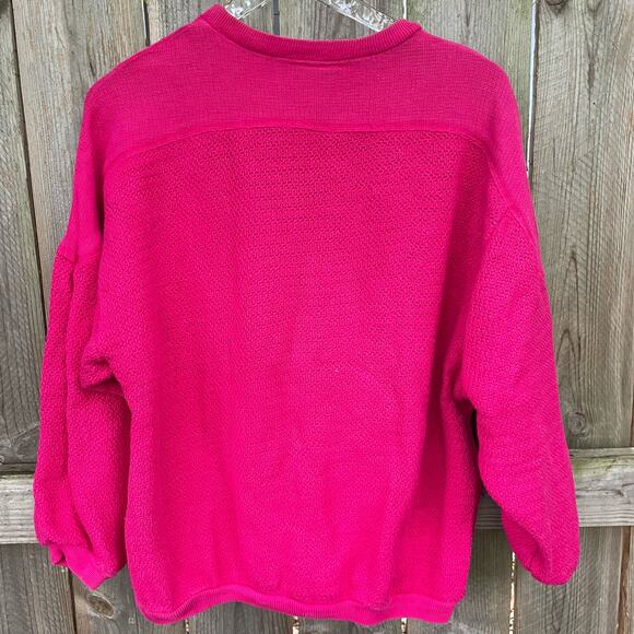 Guess Vintage Georges Marciano Knit Sweater/Sweatshirt Pink Block Letters  M - Picture 2 of 8